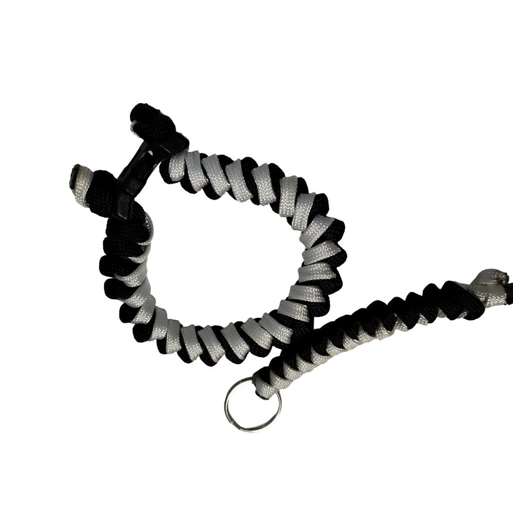 Paracord Bracelet Size 9" Snake design, black & white w/ Key Chain -New Handmade